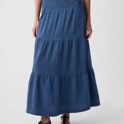 Crinkle Gauze Tiered Maxi Skirt-image-63