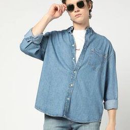 Button-Down Long Sleeve Denim Shirt-15