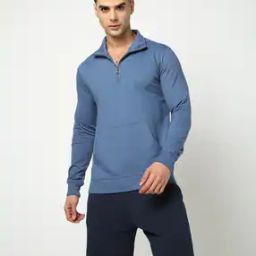 Men Regular Fit Sweatshirt with Half-Zip Closure-image-18