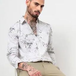 Men Printed Slim Fit Shirt with Patch Pocket-image-2