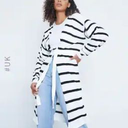 Striped Long Shrug with Belt-image-17