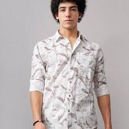 Men Floral Print Slim Fit Cotton Shirt with Patch Pocket-image-12