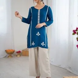 wedani Women Embroidered Straight Kurti-picture-8