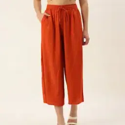 Culottes with Elasticated Drawstring Waist-image-68