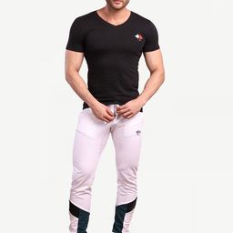 Dream of Glory Inc Men White & Black Colourblocked Joggers-image-56