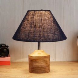 Devansh Wood Table Lamp With Blue Jute Shade by New Era-picture-15
