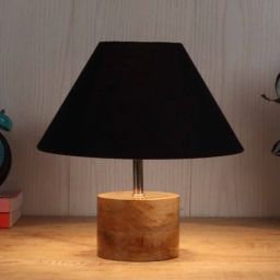 Devansh Wood Table Lamp With Black Cotton Shade by New Era-picture-20