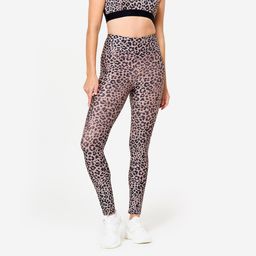 Women's High-Waisted Fitness Leggings 100 - Taupe Beige-image-75