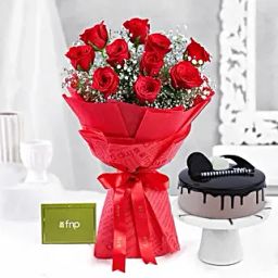 Timeless Love Red Roses Bouquet Chocolate Cake-image-24