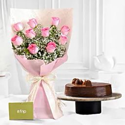 Dreamy Pink Roses Bouquet Truffle Cake-image-38