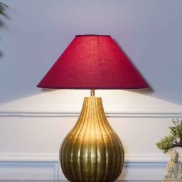 kapoor lampshades Joanna Metal Table Lamp With Maroon Cotton Shade-picture-35