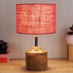 Devansh Wood Table Lamp With Pink Jute Shade by New Era-picture-31