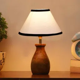 new era Multicolour Cotton Table Lamp With Wood Base-picture-43