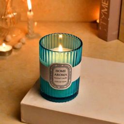 tayhaa Wind Bluebell Vanilla Green Glass & Wax Scented Candle-picture-8