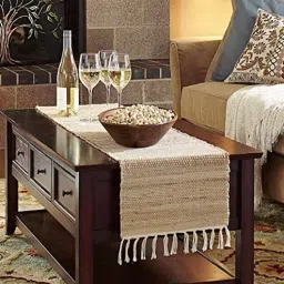 inside styles Beige Cotton 72 x 13 Inches Table Runner-picture-4