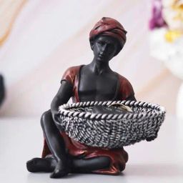 ecraftindia Sitting Man Red Polyresin Figurine-picture-10