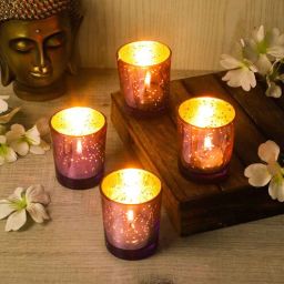 amaya decors Set of 4 Purple Glass Votive-picture-32