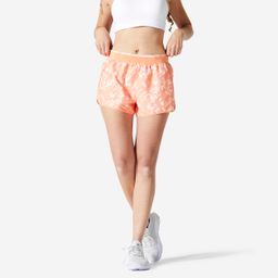 Women Gym Shorts - Orange Print-image-67