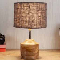 Devansh Wood Table Lamp With Grey Jute Shade by New Era-picture-39