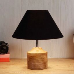 Devansh Wood Table Lamp With Black Cotton Shade by New Era-picture-38