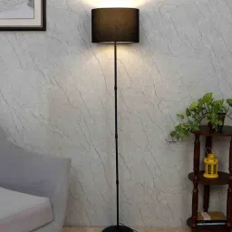 tu casa Black Cotton Shade Club Floor Lamp Iron Base-picture-22