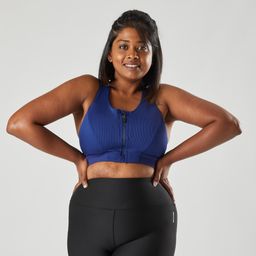 Sports Bra Medium Support with Zip - Blue-image-25