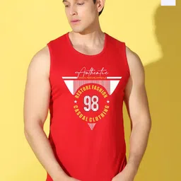 WOOSTRO Pack Of 2 Printed Combed Cotton Gym Vests VWS26(98 RED)(RUN WHITE)-image-59