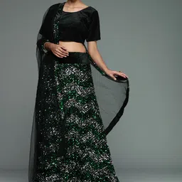 Maroosh Embellished Sequinned Unstitched Lehenga & Blouse With Dupatta-picture-11