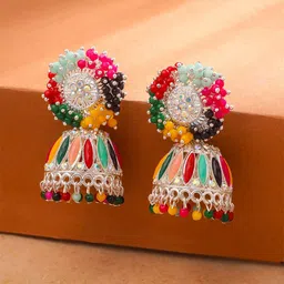 Yellow Chimes Gold Plated Dome Shaped Jhumkas Earrings-25