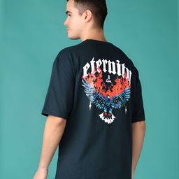 V-Mart Men Graphic Printed Round Neck Cotton Oversized T-shirt-image-32