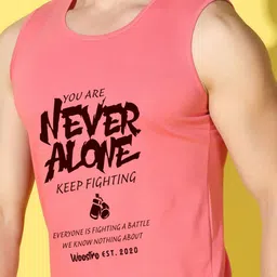 WOOSTRO Pack Of 2 Printed Combed Cotton Gym Vests VWS26(PLAIN RED)(ALONE PEACH) image 3