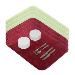 Kuber Industries 2-Pc Maroon & GreenNon Slip Dish Drying Mats-65