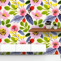 ArtzFolio Printed UV-Resistant Anti-Bacterial Watercolor Floral Pattern Peel & Stick Wallpaper-image-56