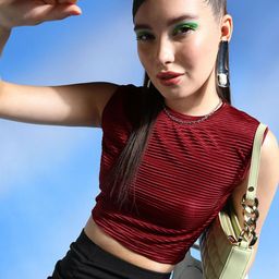 Popwings Women Embellished Blouson Crop Top-image-97