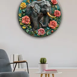 OLIVE TREE Grey & Green Elephant Wall Hanging-0