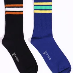 Thela Gaadi Unisex Pack Of 2 Calf Length Stripes Socks-45