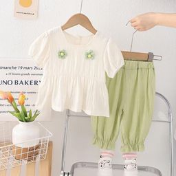 POP STREET KIDS Girls Embroidered Round Neck Top With Shorts-image-94