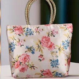 Kuber Industries Floral Textured Structured Shoulder Bag with Cut Work image 2