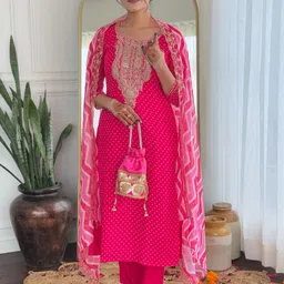 URMIR FASHION Pink Art Silk Kurta Sets-picture-34
