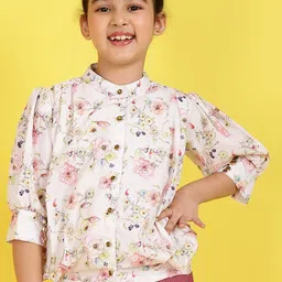 Ishti Floral Print Mandarin Collar Puff Sleeve Shirt Style Top-picture-10