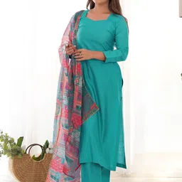 Siya Fashion Sweetheart Neck Straight Kurta With Trousers & Dupatta-picture-47