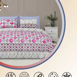 LIVING ROOTS Pink & White Floral 210 TC King Bedsheet with 2 Pillow Covers-image-84