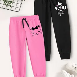 YK X Trampoline Girls Pack Of 2 Graphic Printed Regular Fit Cotton Joggers-picture-17