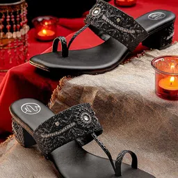 NR By Nidhi Rathi Embellished Party Block Sandals-image-92