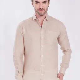 DIVISIVE Men Solid Spread Collar Linen Casual Shirt-picture-16