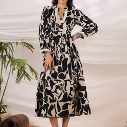 Jaipur Morni Ethnic Motifs Print Fit & Flare Maxi Dress-picture-7
