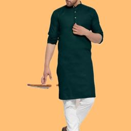 ANUJ FASHION Men Dark Green Solid Kurta-picture-37
