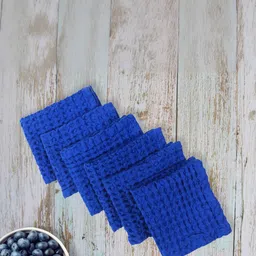 Cotton Candy Set of 6 Blue Waffle Weaved Water Absorbent Table Napkins-picture-19