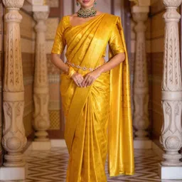 VILLE FASHION Woven Design Zari Kota Saree With Blouse Piece-picture-39