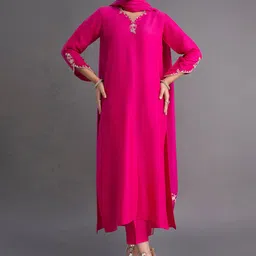 RUNAYA NX Women Floral Embroidered Straight Kurta with Trousers & Dupatta-image-21